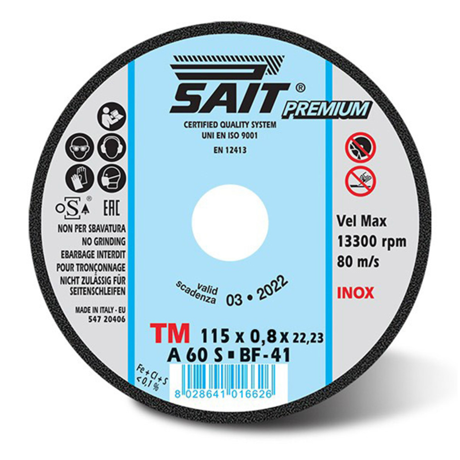 SAIT Mola da Taglio 115×0,8 Premium Quality – Cod.115X08