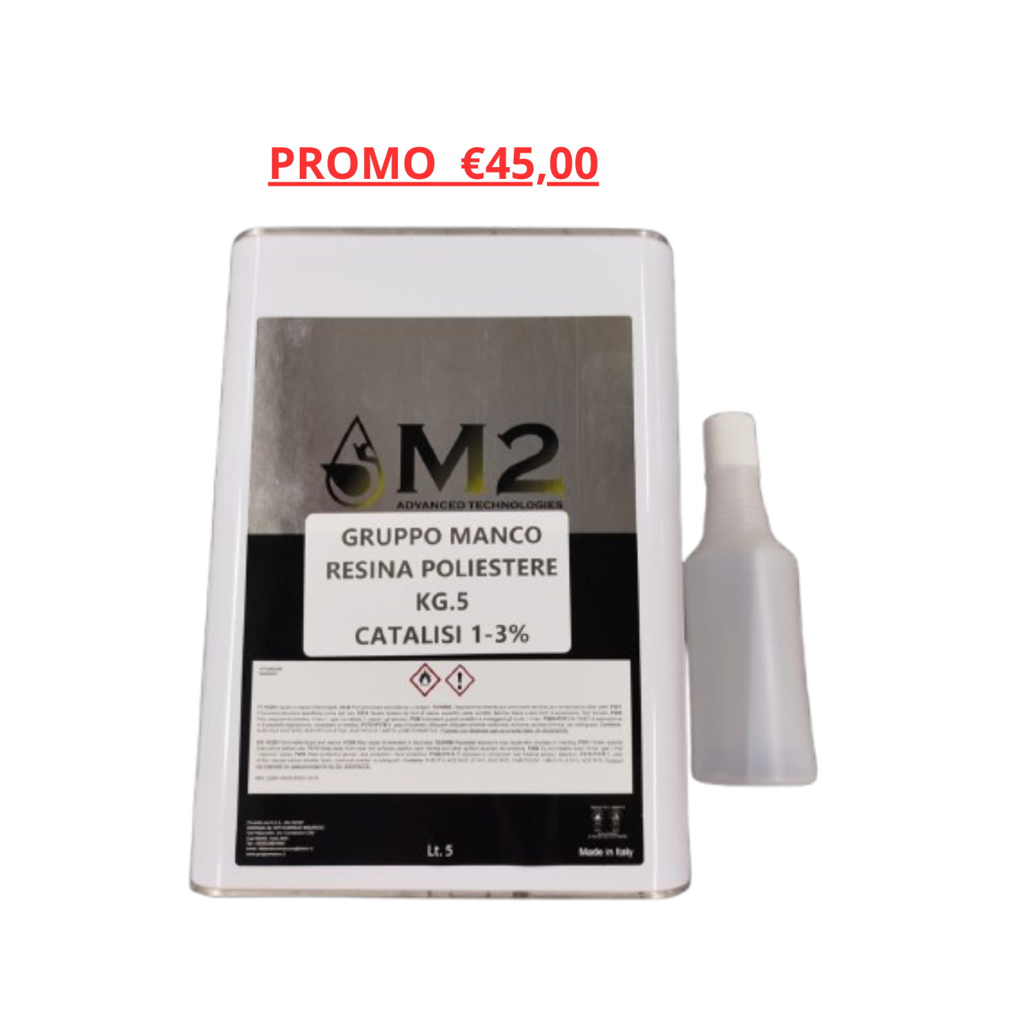 M2 Resina Poliestere Ortoftalica 5KG - Cod. M2/RP5